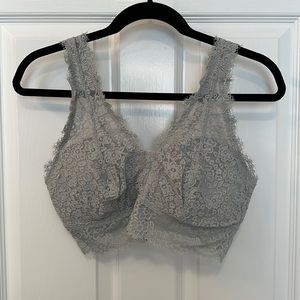 NWT Aerie lace bralette, grey blue, sz L